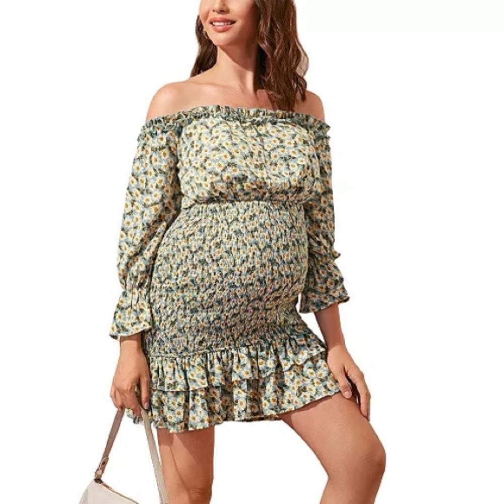 Savi Mom Daisy Flora Smocked Maternity Dress